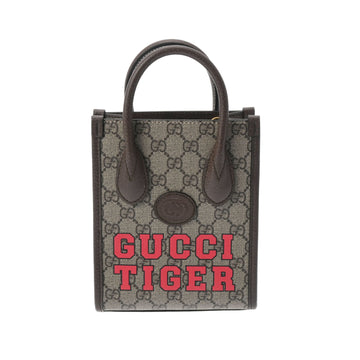 GUCCI Interlocking Tote TIGER Beige 671623 Women's GG Supreme Canvas Handbag