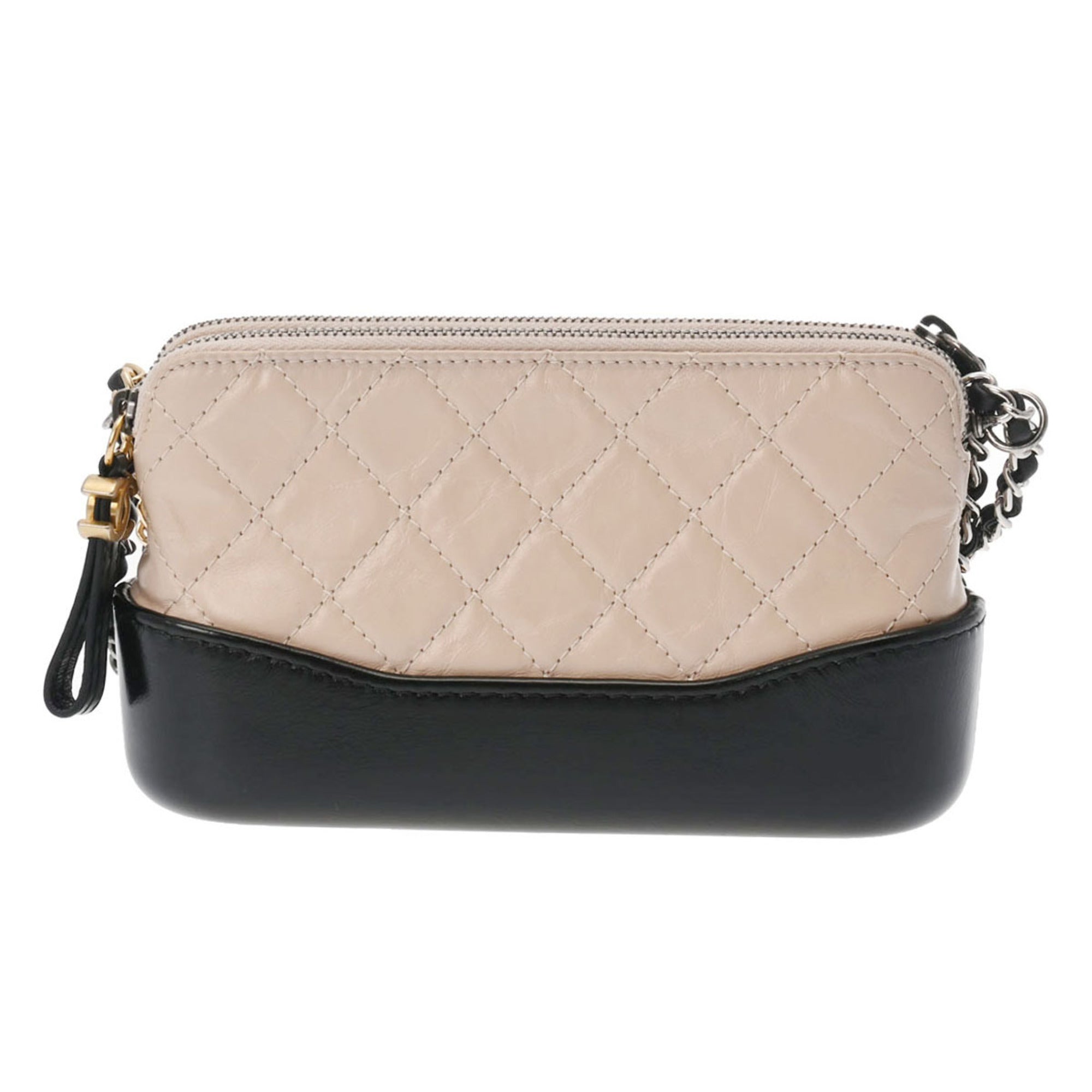 Chanel Gabrielle Zip Around Wallet Quilted Aged Calfskin Small Black  103225332
