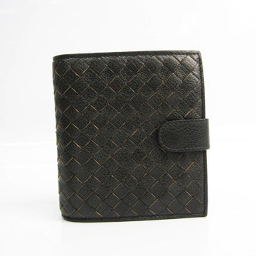 Bottega Veneta Intrecciato Unisex Leather Wallet (bi-fold) Dark Gray