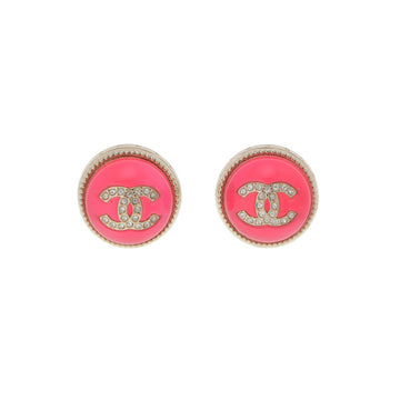 Chanel Cocomark 22 year model pink ladies GP rhinestone earrings