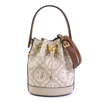 TORY BURCH Handbag Crossbody Shoulder Bag Leather Beige x Brown Women's