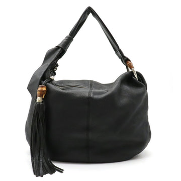 Gucci Bamboo Hobo Tassel Shoulder Bag Leather Black 232930