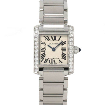 CARTIER Tank Francaise SM W4TA0008 Women's Watch Diamond Bezel Ivory Dial Quartz