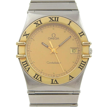 OMEGA Constellation Stainless Steel Silver Quartz Analog Display Men's Gold Dial Watch