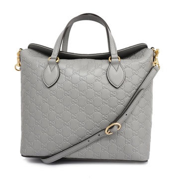 GUCCIAuth  2way Bag  Shima 428226 Women's Leather Handbag,Shoulder Bag Gray