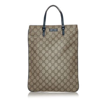 Gucci GG Supreme Handbag Tote Bag 117551 Beige Navy PVC Leather Ladies GUCCI