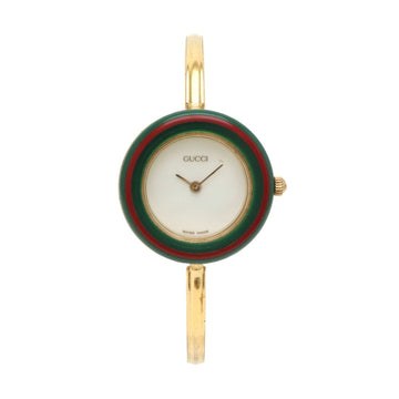 GUCCI Change Bezel White Dial GP Women's Quartz Wristwatch 11/12.2