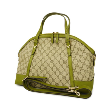 GUCCI Handbag GG Supreme 309614 Leather Khaki Green Gold Hardware Women's