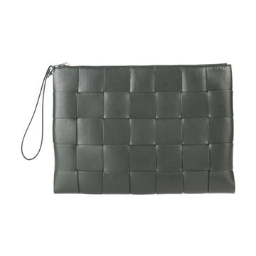 BOTTEGA VENETA Maxi Intrecciato Second Bag 649616VBWD33244 Calf Leather Dark Moss Green Series Silver Hardware Clutch Pouch