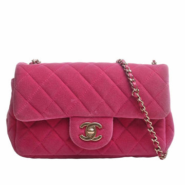 CHANEL Velvet Matelasse Coco Mark Ball Chain Shoulder Bag Pink Women's