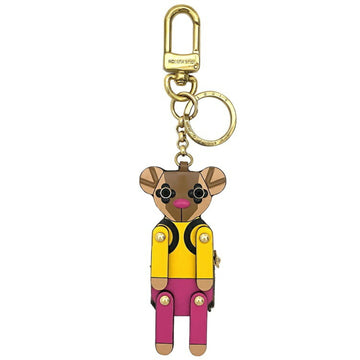 LOUIS VUITTON Bag Charm Portocre Teddy Bear Gold Brown Multicolor Monogram M63758 Leather GP  Key Holder Backpack Holiday Season Limited