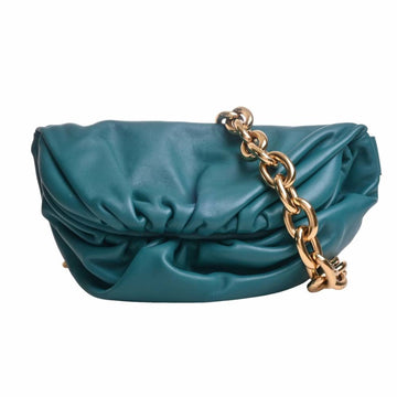 BOTTEGA VENETA Leather The Chain Pouch Shoulder Bag Green Women's