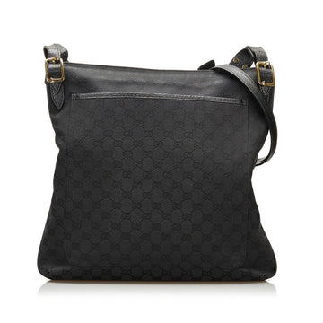 Gucci GG Canvas Shoulder Bag 115511 Black Leather Ladies GUCCI