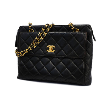 CHANELAuth  Matelasse Chain Shoulder Lambskin Women's Leather Bag Black