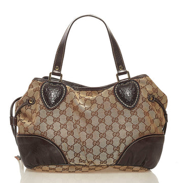 Gucci GG Canvas Heart Handbag 211955 Brown Leather Ladies GUCCI