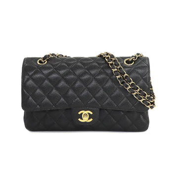 CHANEL Matelasse 25 Chain Shoulder Bag Caviar Skin Black A01112 Gold Hardware Coco Mark