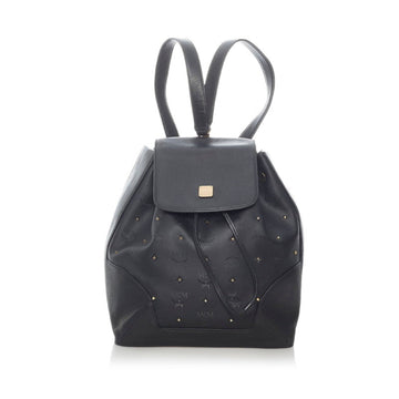 MCM Studded Backpack Daypack Black PVC Leather Ladies