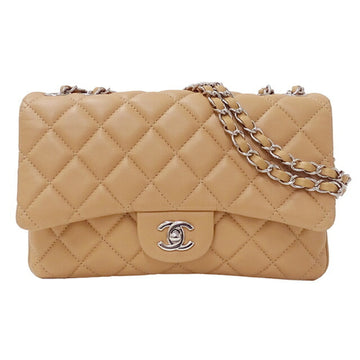 CHANEL Bag Matelasse Women's Shoulder Lambskin Chain Beige Double