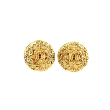 Chanel here mark round type earrings gold 95A vintage accessories