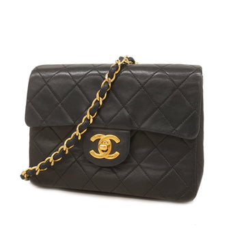 Chanel Shoulder Bag Matelasse Single Chain Lambskin Black Gold metal