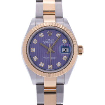 ROLEX Datejust 10 Diamonds 279173G Women's YG/SS Watch Automatic Lavender Tapestry Dial