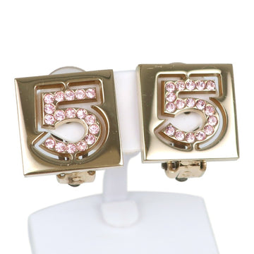 CHANEL No.5 Earrings Gold Plated x Rhinestone Pink Ladies