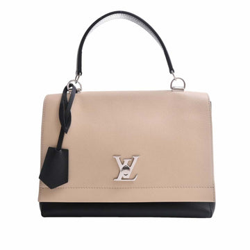 LOUIS VUITTON Taurillon Lock Me Cartable Handbag M50252 Black Ivory Women's