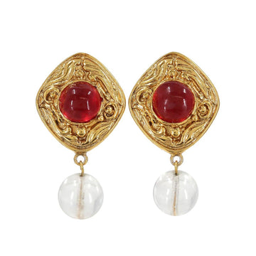 Chanel bijou swing earrings gold red clear accessories vintage