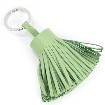 HERMES Keychain Bag Charm Carmen Lambskin Veil Cricket Green Tassel Keyring  T4692-rr