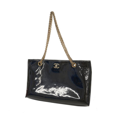 CHANEL Shoulder Bag Chain Patent Leather Black Ladies