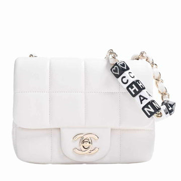 CHANEL lambskin coco mark cube chain shoulder bag AS3744 white