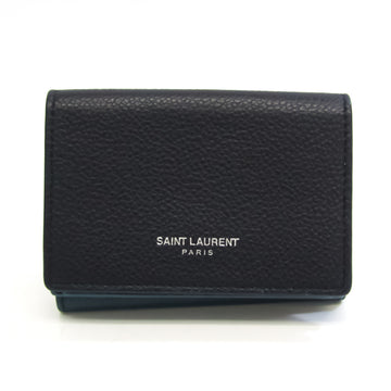 SAINT LAURENT Tiny Wallet 459784 Unisex Leather Wallet [tri-fold] Blue,Navy