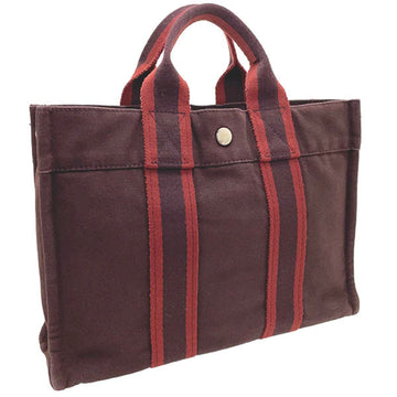 HERMES Tote Bag Four Toe PM Canvas Bordeaux  Handbag Mini Men's Women's Unisex