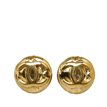 CHANEL Coco Mark Round Earrings Gold Plated Women's