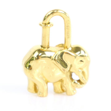 HERMES Cadena Charm Animal Motif Elephant Metal Gold Unisex
