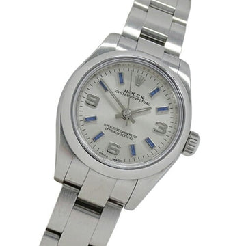 ROLEX Oyster Perpetual 176200 Random Number Watch Ladies Automatic Winding AT Stainless Steel SS Silver Blue Polished