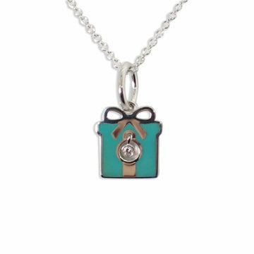 TIFFANY 925 diamond box pendant necklace