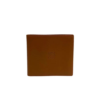 LOEWE Anagram Logo Leather Genuine Bifold Wallet Mini Billfold Brown