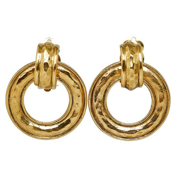 CHANEL Cocomark Hoop Earrings Gold Plated Women's