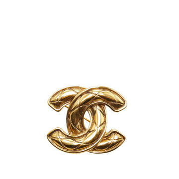 CHANEL Coco Mark Deca Matelasse Brooch Gold Plated Ladies