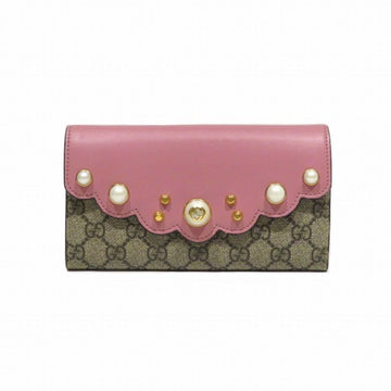 GUCCI Continental Wallet 431474 Fake Pearl Studs Long Bifold Women's