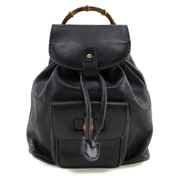 GUCCI Bamboo Backpack Daypack 003.3444.0030 Calf Black Ladies