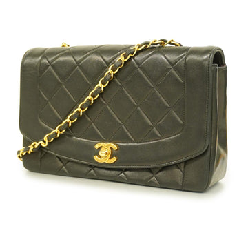 CHANEL Shoulder Bag Matelasse Diana Chain Lambskin Black Gold Hardware Women's