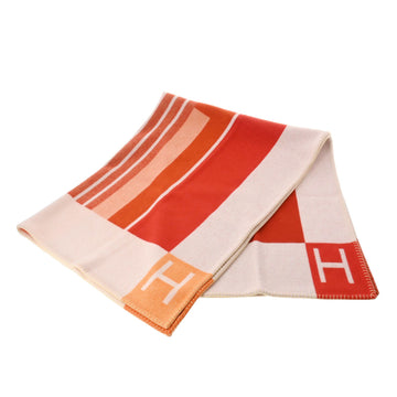 HERMES Blanket Avalon Pink Orange Ladies Wool 90% Cashmere 10%