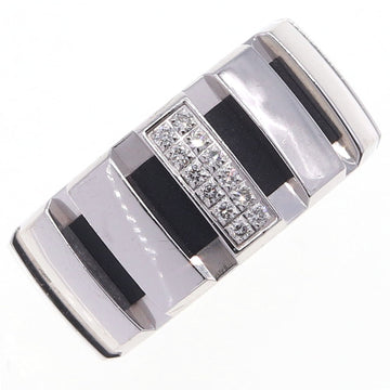 Chaumet Ring Class One Medium Pave Diamond WG White Gold Rubber Size 56 15.5 Stone Men's CHAUMET