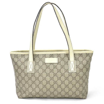 GUCCI Shoulder Bag Tote GG Supreme PVC/Leather Beige Gray Women's 181086