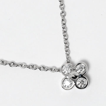TIFFANY Bezel Set Necklace 3.15g Pt950 Platinum 4P Diamond &Co.