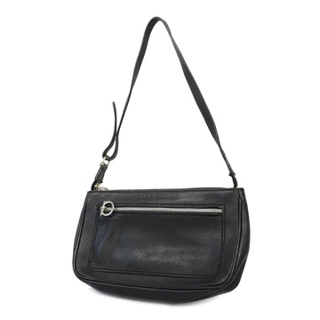 Salvatore Ferragamo shoulder bag Gancini leather black silver metal