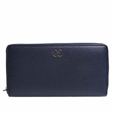 GUCCI Leather Round Long Wallet 473928 Navy Ladies