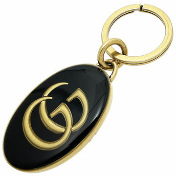 GUCCI key holder double G ring black 524796  GG oval chain charm bag